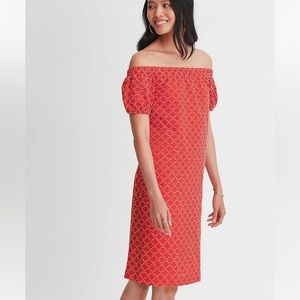 Loft Ann Taylor Red Off Shoulder Shift Dress Size  Large
